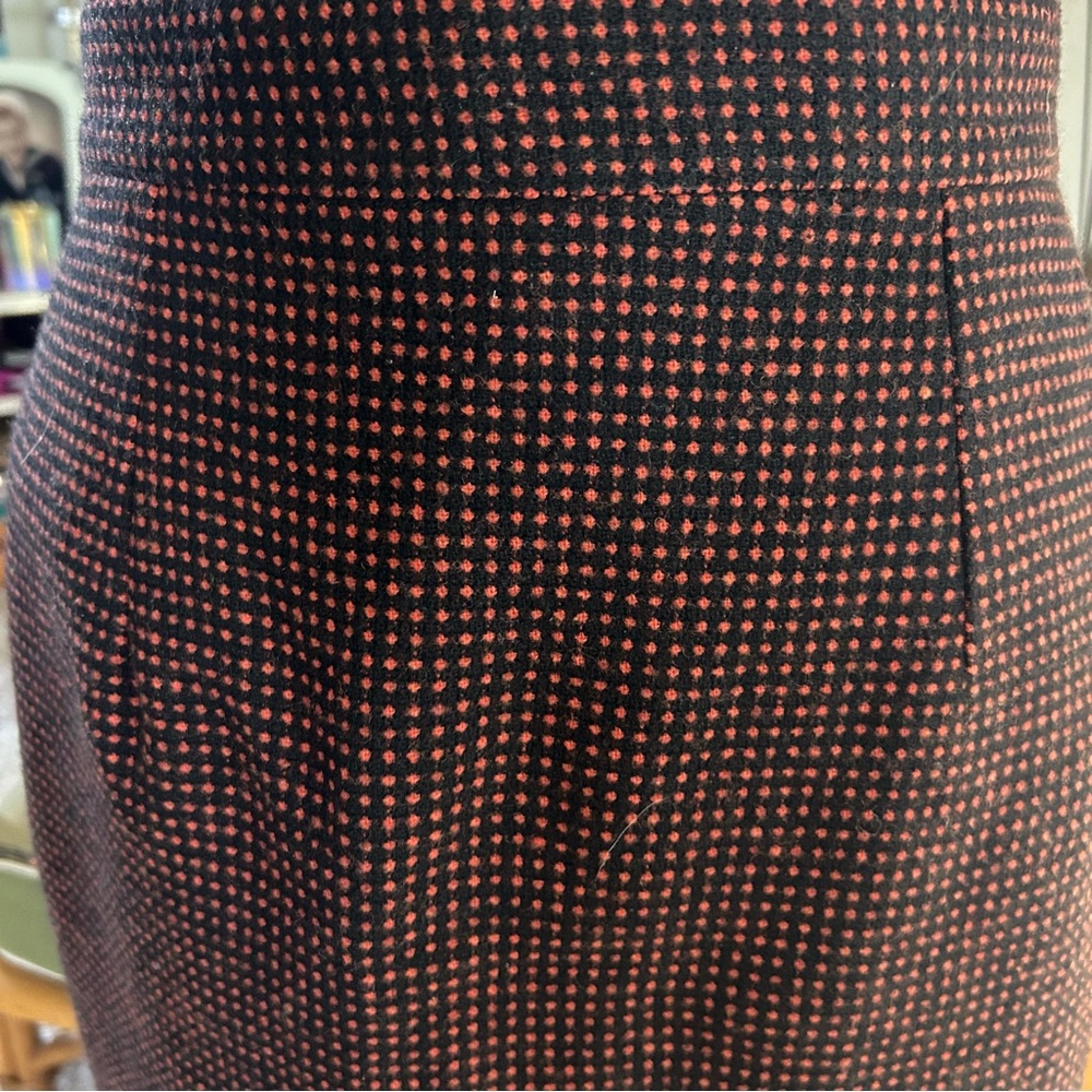SOLD Retro Skirt 1950s Style Pencil Black Orange Wool Vivien Of Holloway UK 16 - Picture 5 of 8